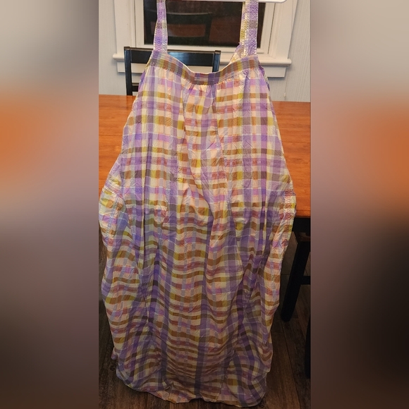 Anthropologie + Daily Practice Coming Up Midi Dress Lilac Plaid XL Boho Coquette - Picture 8 of 8